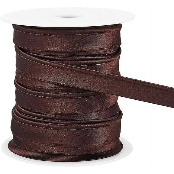 27.3Yard Flat Satin Piping Ribbon 1/2 inch Piping Bias Tape with Welting Cord Cotton Ribbon for Sewing Clothing Trimming Upholstery Brown DIY