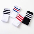 thumbnail image 5 of Kids Toddler Cotton Three Stripes Sport Soccer Team Socks Uniform Tube Cute Knee High Stocking for Boys Girls, 5 of 5