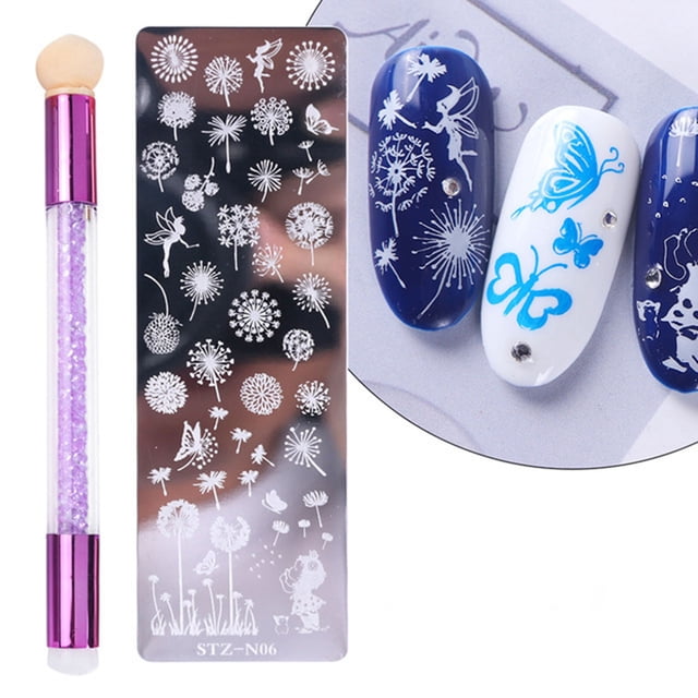 Flmtop 1Set Nail Stamping Plate Exquisite Pattern Shiny Effect DIY Nail Transfer Print Template for Makeup