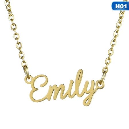 TURNTABLE LAB Emma Emily Letter Name Pendant Charm Gold Bohemian Style Necklace Luxury