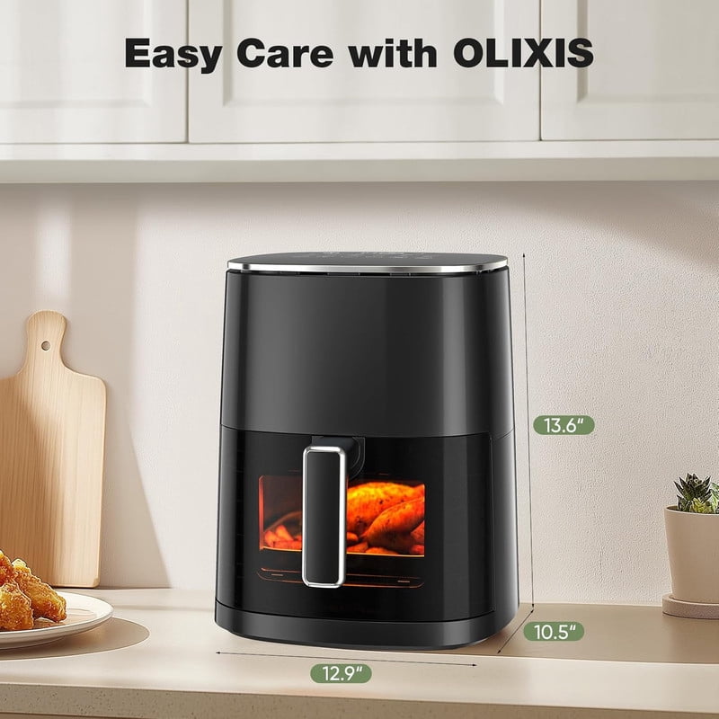 Simenmax Air Fryer, 6-Quart with Viewing Window, 12-in-1 Functions - Air Fry, Roast, Reheat, Dehydrate, Bake, Steam, and More, 400°F Max Temperature, Black