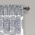 thumbnail image 2 of Lush Decor Stripe Medallion Room Darkening 84" x 52" + 2" Header Medallion Blue 3" Rod Pocket Pair Window Panel, 2 of 11