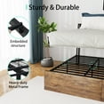 thumbnail image 4 of Queen Size Platform Bed with Big Headboard, Metal Bed Frame with RGB Lights, 2 Drawers and Fast Charge for Bedroom, No Box Spring Needed, Rustic Brown, 4 of 7
