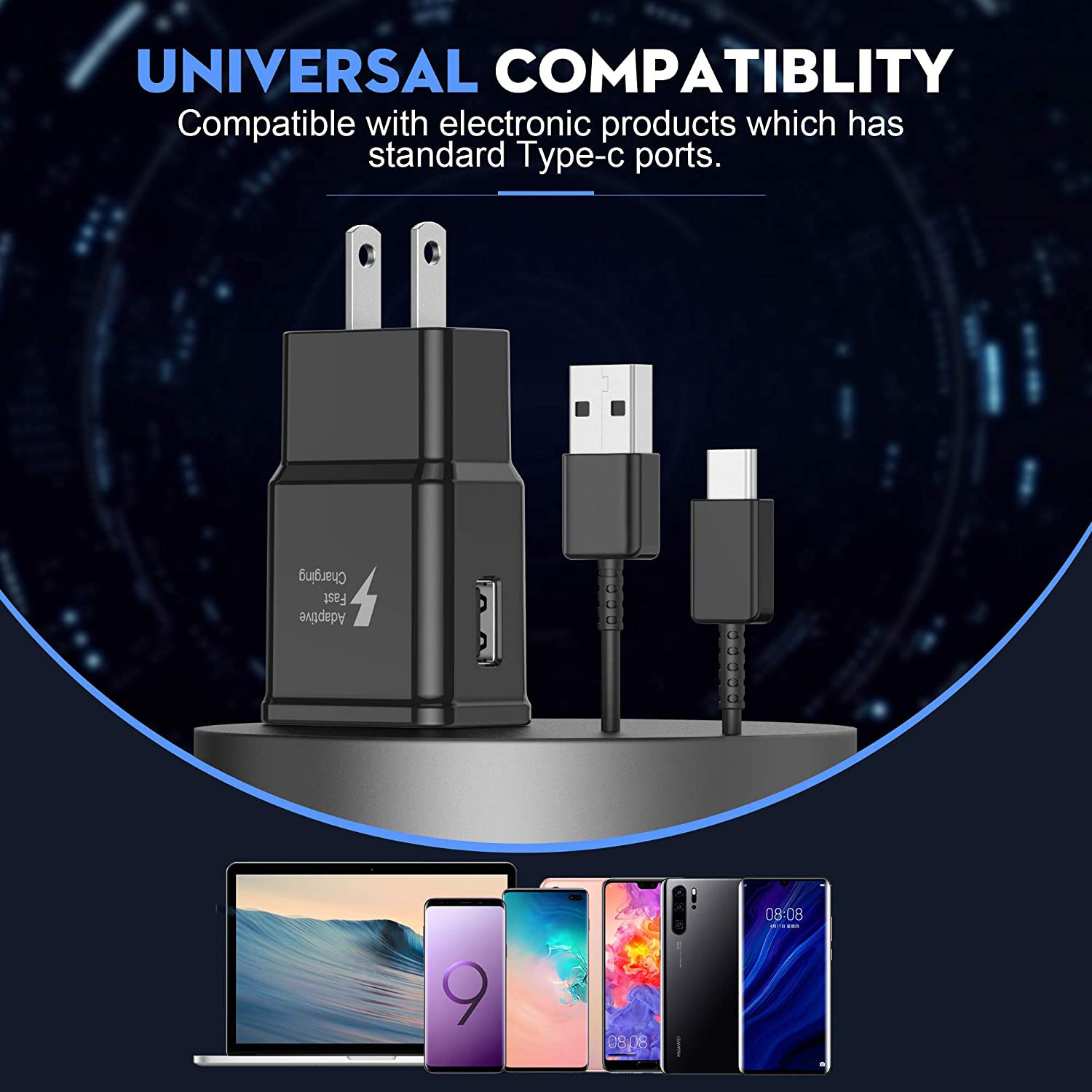 Fast USB Wall Charger Cable 4 Feet USB-C Type-C 3.1 Data Sync Charger Cable Cord For Samsung Galaxy S10 S9 S9+ Galaxy S8 S8 Plus Nexus 5X 6P OnePlus 2 3 LG G5 G6 V20 HTC M10 Google Pixel XL - image 4 of 5