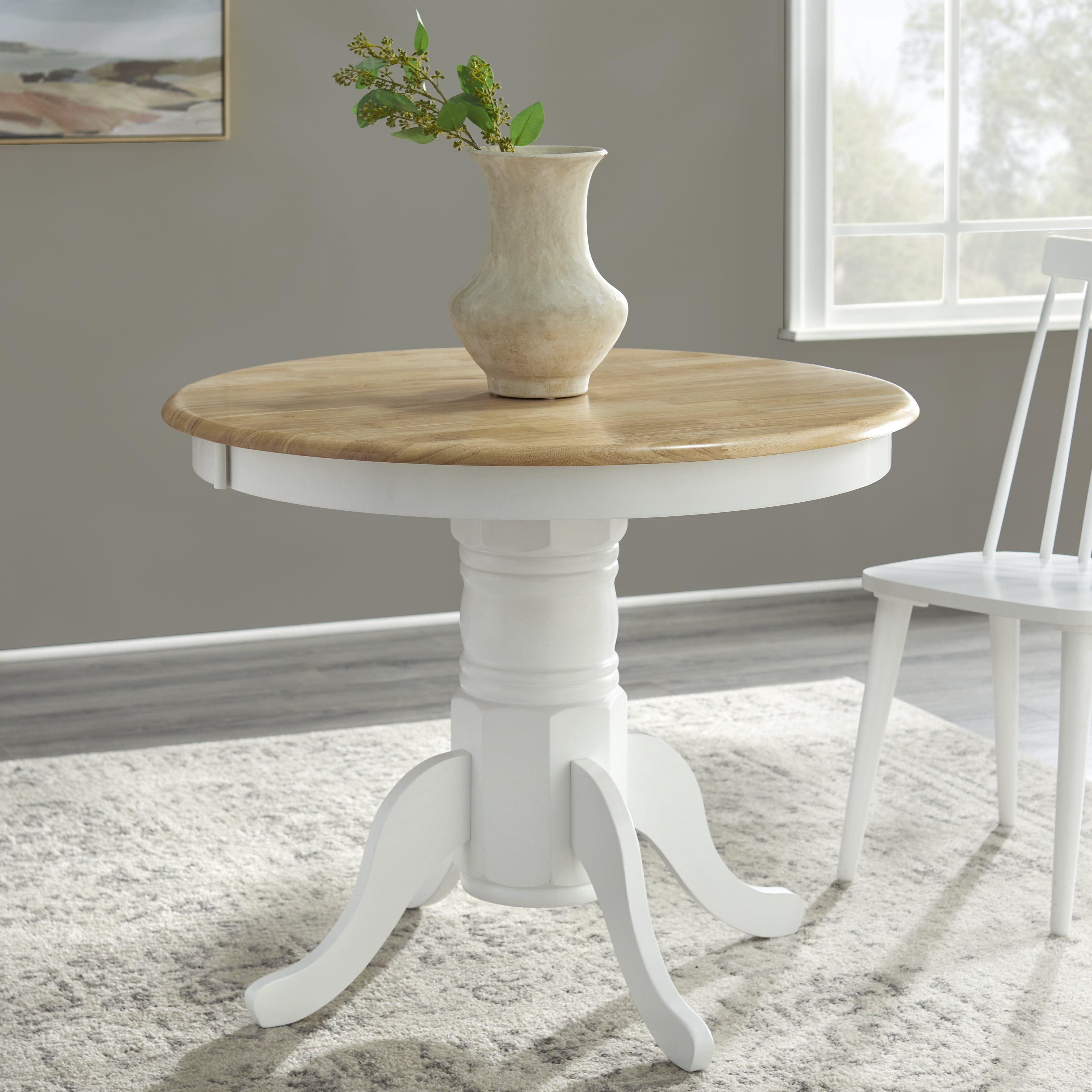 TMS Hermitage 40" Round Indoor Dining Table, Natural/White