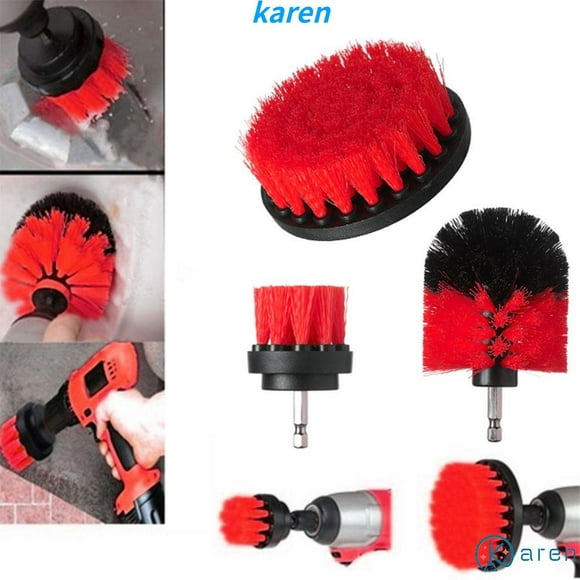 Royalbelle KAREN Tub Cleaner Combo Electric Drill Cleaning Brush Tile Grout Tools Hard Bristle Power Scrubber Drill Brush 2'' 3.5'' 4'' Car Detailing Set Auto Care Washing/Multicolor