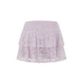 thumbnail image 4 of Qmyliery Womens Mini Skirt Lace Flower Low Waist A-Line Layered Ruffled Skirt for Daily Party Club, 4 of 9