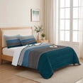 thumbnail image 5 of Twin XL Quilt Set 68''x98'', Teal Blue Ombre Lightweight Summer Bedspread Coverlet Set with 2 Pillow Shams, Retro Farmhouse Gradient Wood Breathable All Season Quilt Bedding for Dorm/Guest Room, 5 of 9