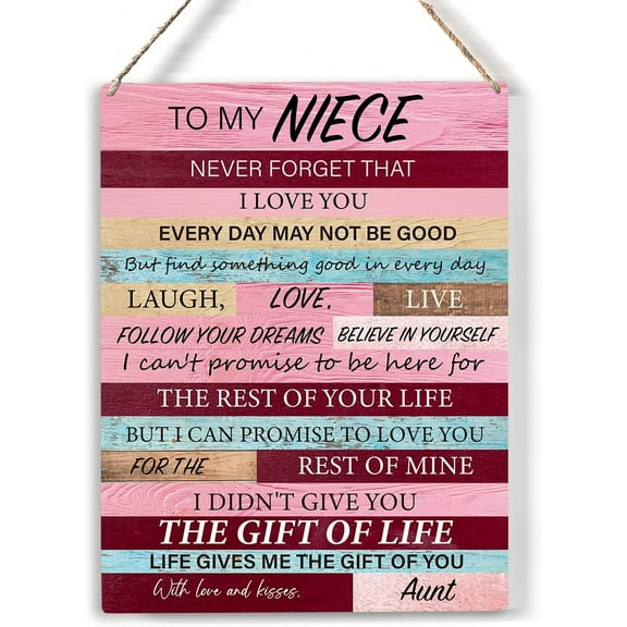 Rustic Niece Never Forget That I Love You Wood Sign to My Niece Wooden Signs Hanging Plaque Home Wall Art 8x10, Perfect Niece Sign Wall Decor for Home Bedroom