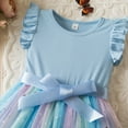 thumbnail image 4 of IDOPIP Toddlers Girls Tutu Dress Ruffle Sleeve Sequins Tulle Dress Party Birthday Princess Dresses 1-5Years, 4 of 9