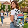 thumbnail image 3 of ZIATUBLES 17 Inch Clear Backpack, Heavy Duty Fabric & PVC Transparent Bag with Reinforced Strap, Large Capacity Dachshund Bone Stripe Print See Through Bookbag for School, Work & Travel, 3 of 7