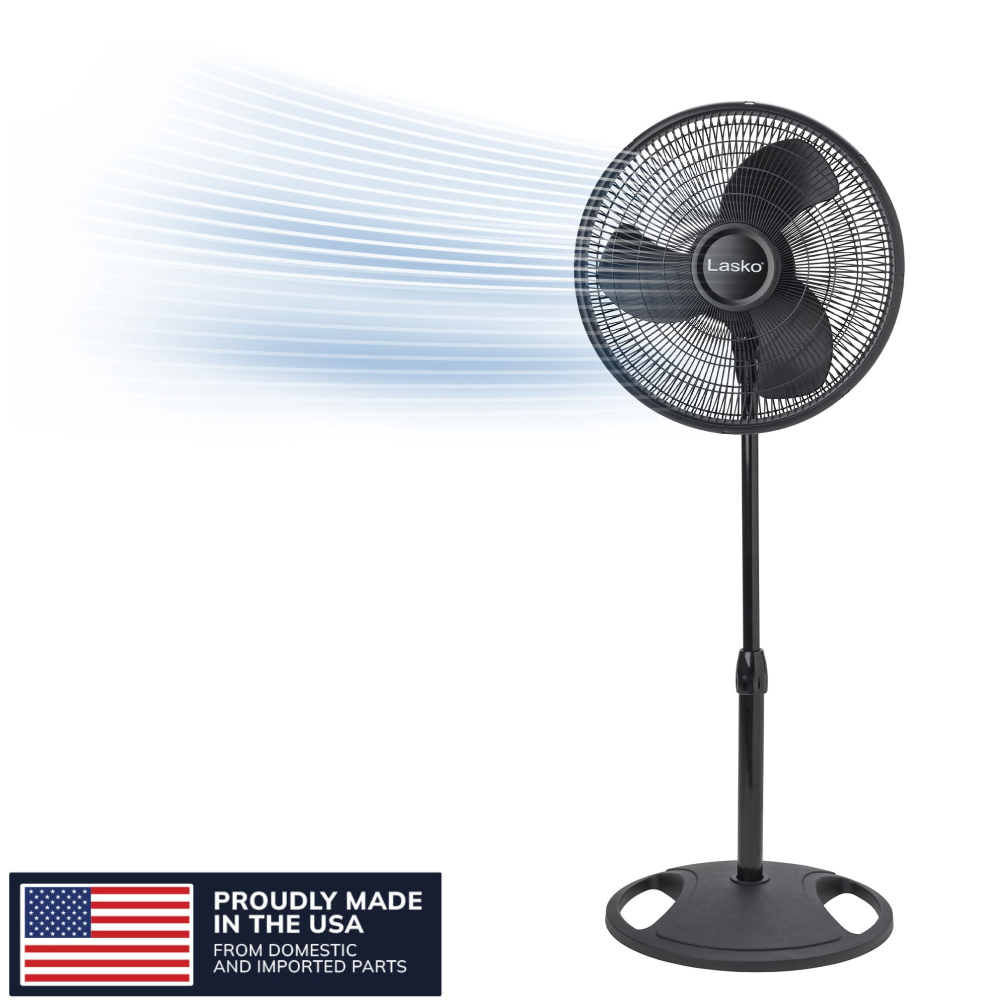 (3 pack) Lasko 16" Oscillating Pedestal Fan with Adjustable Height and Tilt-Back Head for Whole Room Cooling, Black, S16500