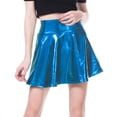 thumbnail image 1 of Inevnen Women's Shiny Flared Pleated Mini Skater Skirt Metallic Ballet Dance Disco Holographic Skirt, 1 of 8