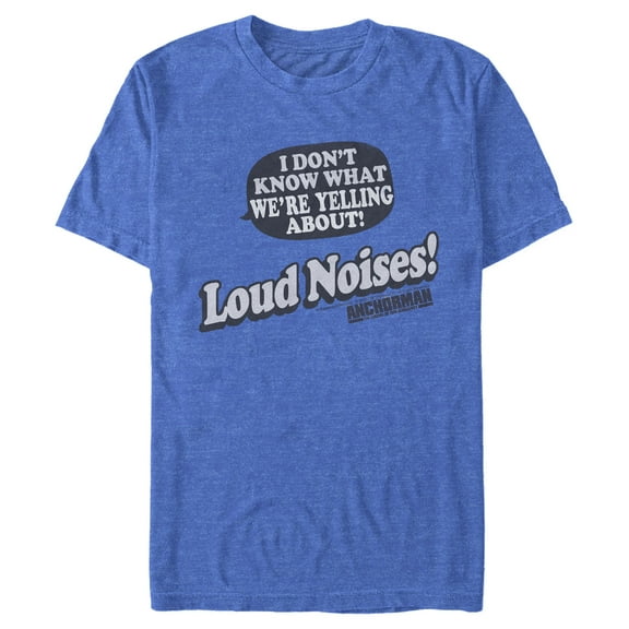 Men's Anchorman Yell About Loud Noises Graphic Tee Royal Blue Heather Small