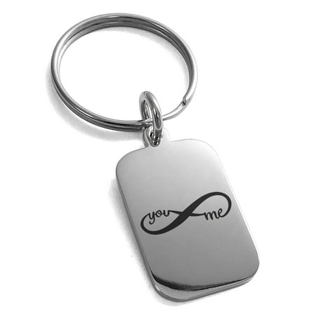 - Stainless Steel You and Me Infinity Engraved Small Rectangle Dog Tag Charm Keychain Keyring
