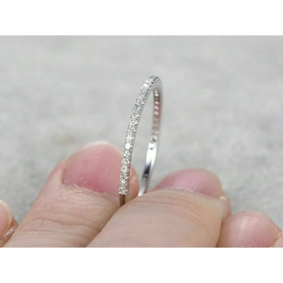 Sparkle Jewels Half Eternity Anniversary Band Ring 925 Sterling Silver Round Cut Cubic Zirconia