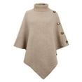 thumbnail image 4 of Women's Sweaters Fall Clothes Women Solid Color Turtleneck Knitted Cape Sweater Poncho Cardigan Coat, 4 of 4