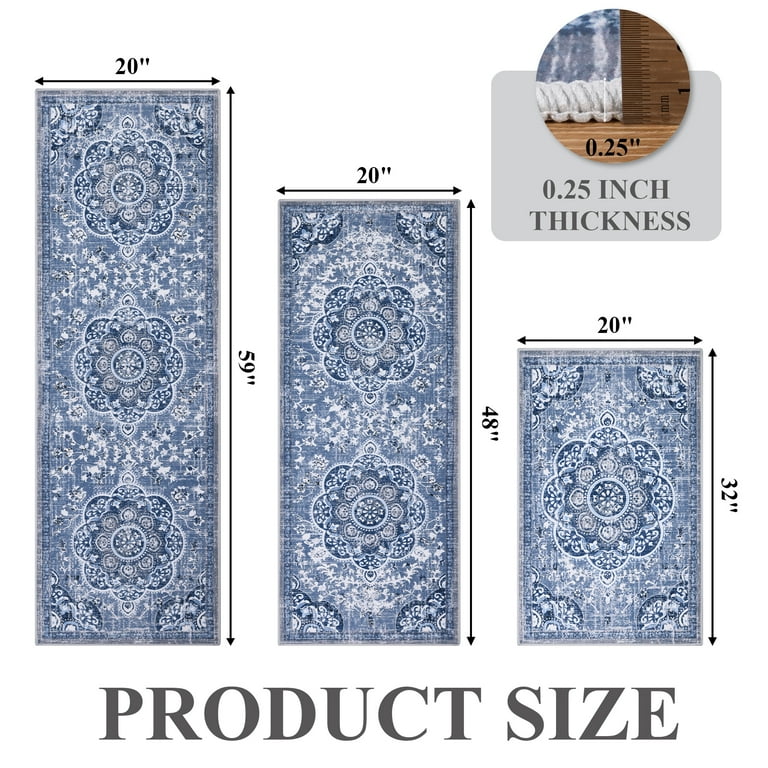 オリーです！6/2まで MOIAVAN Boho Kitchen Rug Runner Sets of 3 Non Slip Rubber