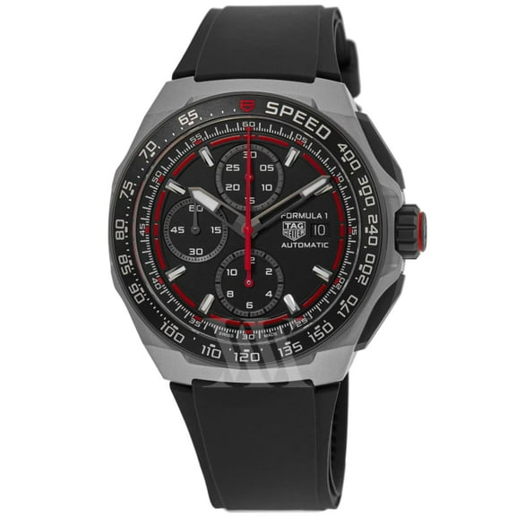 Tag Heuer Formula 1 Automatic Chronograph Titanium Case Black Dial Rubber Strap Men's Watch CBZ2082.FT8096