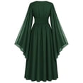 thumbnail image 4 of Huowey Medieval Witch Gothic Dresses Halloween Costumes For Women Flowy Fancy Cosplay Party Gown V-Neck Long Sleeve Elegant Halloween Dress,Green,XXXL, 4 of 4