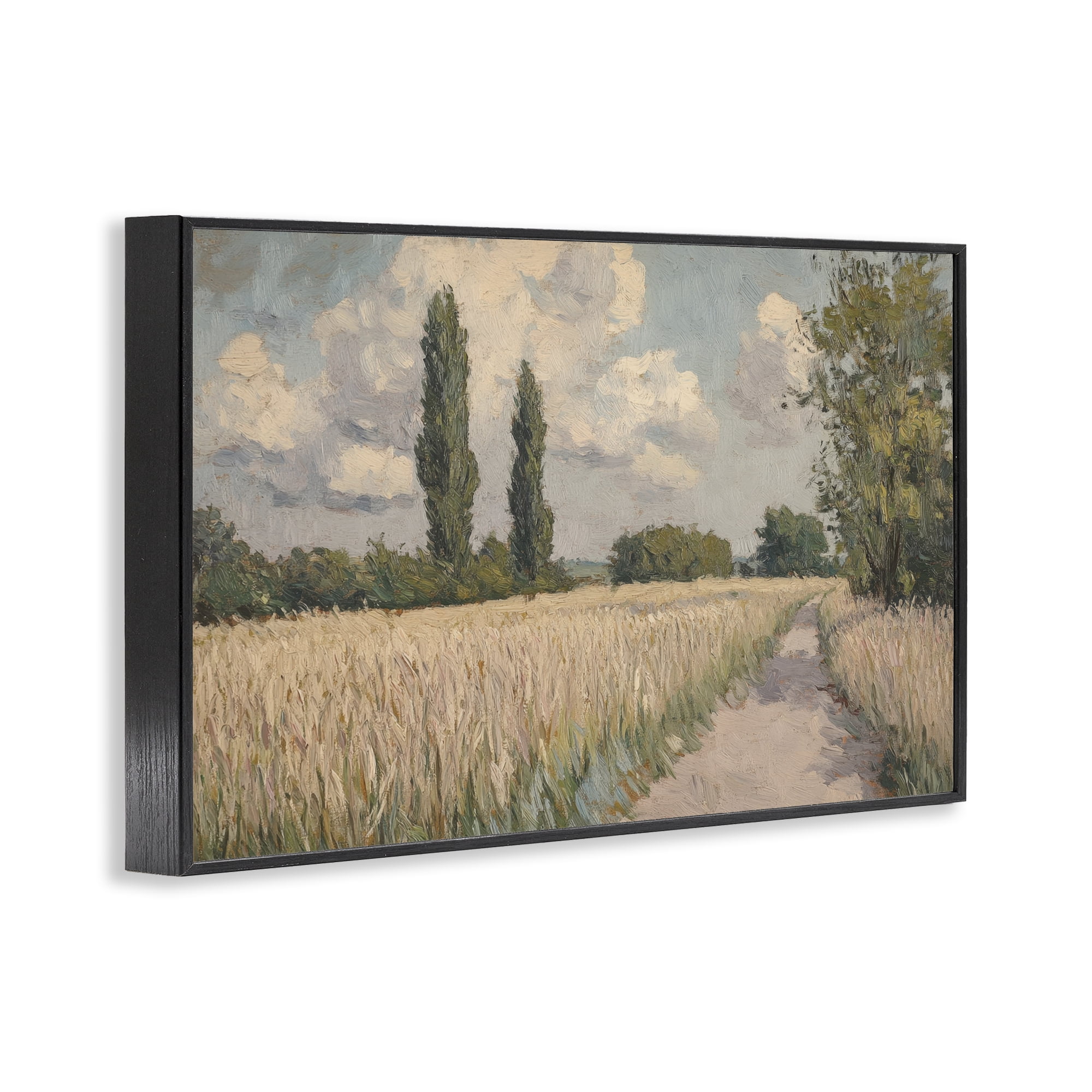 Stupell Industries Summer Path Between Poplars Black Framed Giclee Art, design by Petal Prints Design