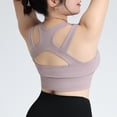thumbnail image 3 of Ropa interior deportiva para mujer Hebilla frontal Tela de malla de doble capa Ropa interior para correr Cremallera extendida Ropa interior deportiva - Púrpura, 3 of 6