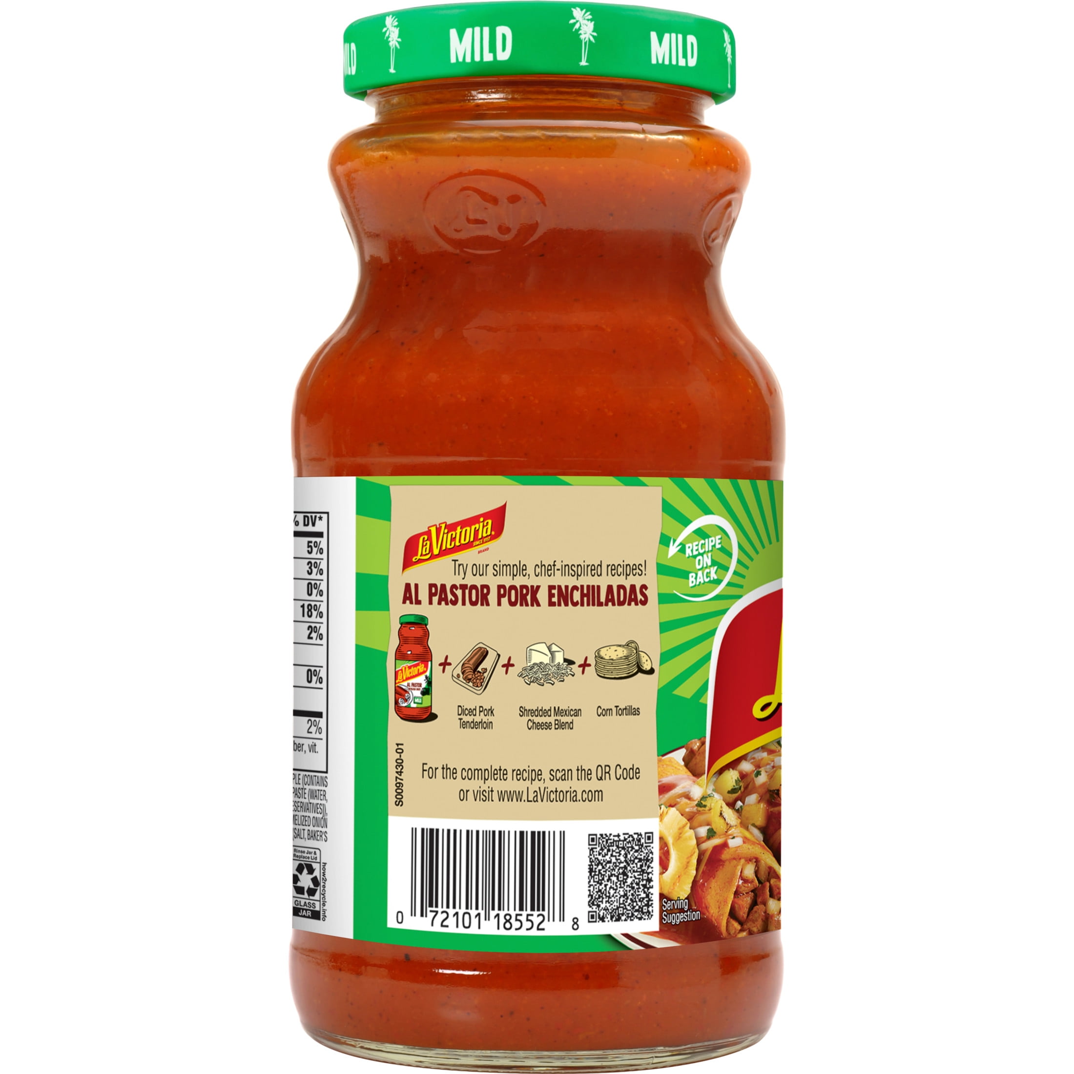 LA VICTORIA Al Pastor Enchilada Sauce, Shelf-Stable, 16 oz Glass Jar
