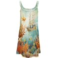 thumbnail image 4 of Underwater World Ship Coral Womens Summer Dresses Casual Sleeveless Tshirt Sundresses Vacation Beach Cover Up Dress, 4 of 8
