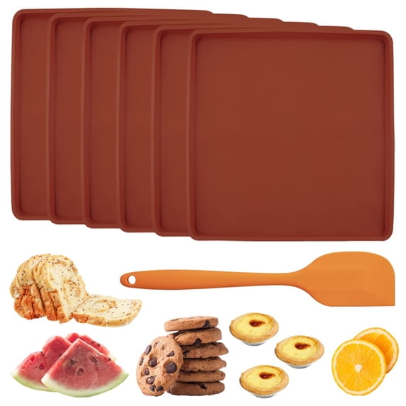 6 PCS Silicone Dehydrator Sheets With Edge ,Nonstick Silicone Dehydrator Tray ,Reusable Silicone Baking Mat Dryer Mats with 1Pcs Spatula,High Temperature Resistance,for Fruits Meat Vegetables Herbs