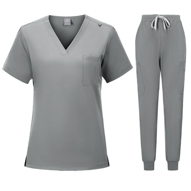 Robes de Lavage à Manches Courtes pour Femmes, Ensemble de Travail Décontracté en Polyester pour Infirmières pour l'Été