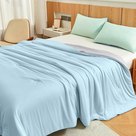 Quilts Queen Size Cooling Comforter Lightweight & Breathable Summer Cooler Quilt Skin-Friendly Washed Cotton Air Conditioning Quilt For Summer For Home Dormitory 59x78in