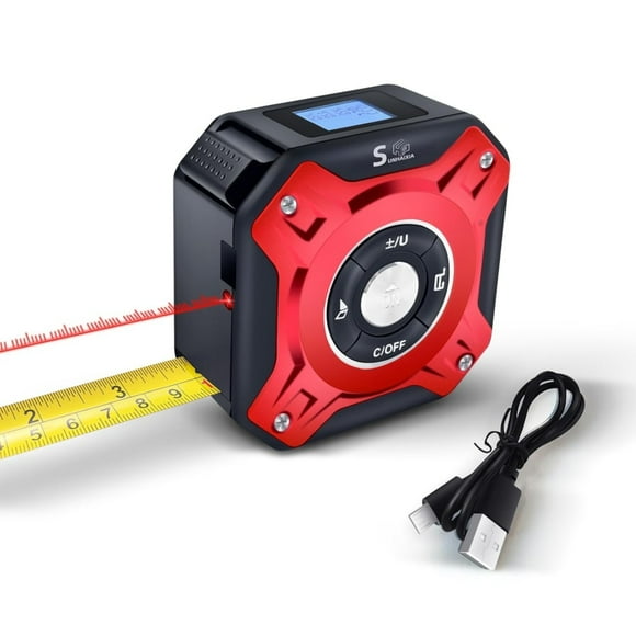 2 In 1 Digital Tape Measure | 130ft/40m Distance Meter Display On Backlit LCD Screen With 16ft/5m AutoLock Measuring Tape | Ft/Inch/Fractions/M/mm