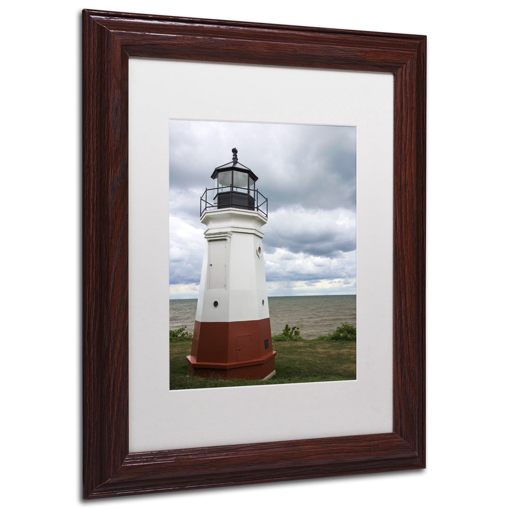 Trademark Fine Art "Vermillion Ohio Lighthouse" Canvas Art by Kurt Shaffer, White Matte, Wood Frame