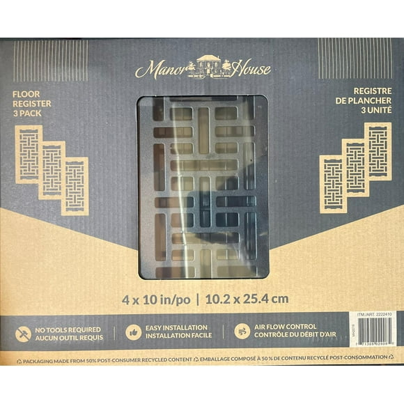 Manor House Floor Registers 4" x 10", Pack of 3