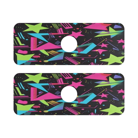 Colorful Stars Pattern Quick Dry Silicone Algae Faucet Pad 14.7x5.4in 2 Pack Absorbent Mat for Kitchen Sink, Bathroom Countertop