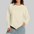 thumbnail image 5 of Women Sweatshirts Long Sleeve Sweatshirt Pullover for Women Beige Sweatshirt Women Fall/Winter Clothes for Women Clothing for Women, 5 of 7