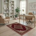 thumbnail image 2 of ODIKA 4'x6' Washable Area Rug Vintage Interlocking Web Symmetrical Balanced Composition Carpect for Home Office, Under Desk, Non-Slip Chair-Friendly, Flatwoven, 2 of 7