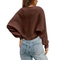 thumbnail image 4 of Long Sleeve Open Front Women's Bolero Shrug Sweater Knitted Cropped Cardigan Y2K Tops, 4 of 4