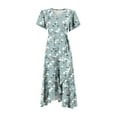 thumbnail image 6 of Mgmyaa Women's Elegant Long Dress Casual Summer Bohemian Floral Dress A-Line Short Sleeve V-Neck Print Flowy Swing Maxi Beach Dress, 6 of 6