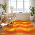 thumbnail image 3 of Design&I 9'x12' Washable Area Rug Orange Funky Rhythmic Gradient Stripes Cheerful Saturated Classroom for Master Suite, Under Bed, Sleek Flatweave Pet Friendly, 3 of 7
