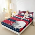 thumbnail image 5 of Feelyou Rugby Sport Player Twin Sheet Sets for Teens, Red Navy Cartoon Twin Fitted Sheet, Football Soccer Theme Flat Sheet, Luxury Bedroom Decor, 3-Piece, 5 of 8
