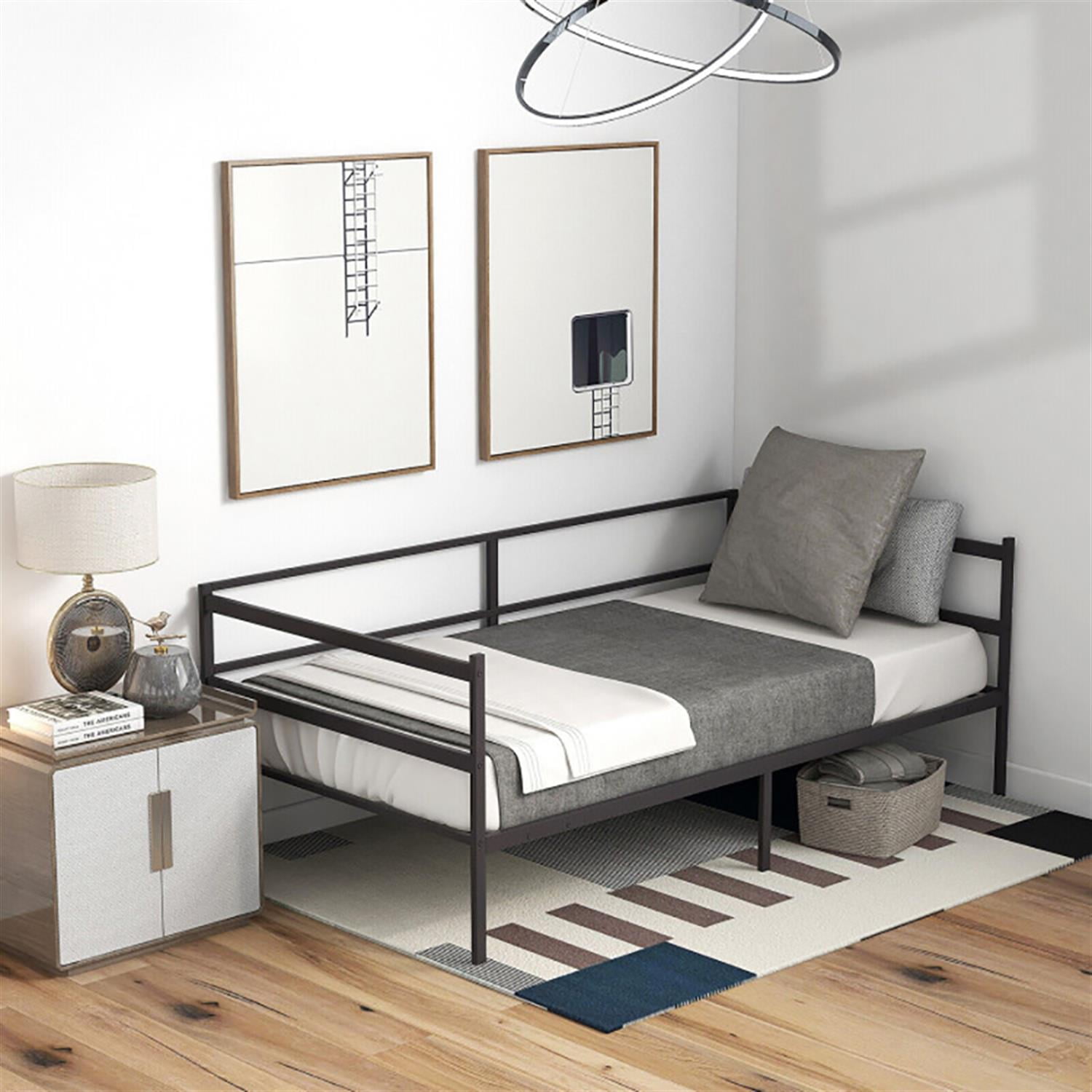 Demi Bonn Twin Size Metal Daybed Frame for Living Room Bedroom, Modern Bed Frame for Teens, Black