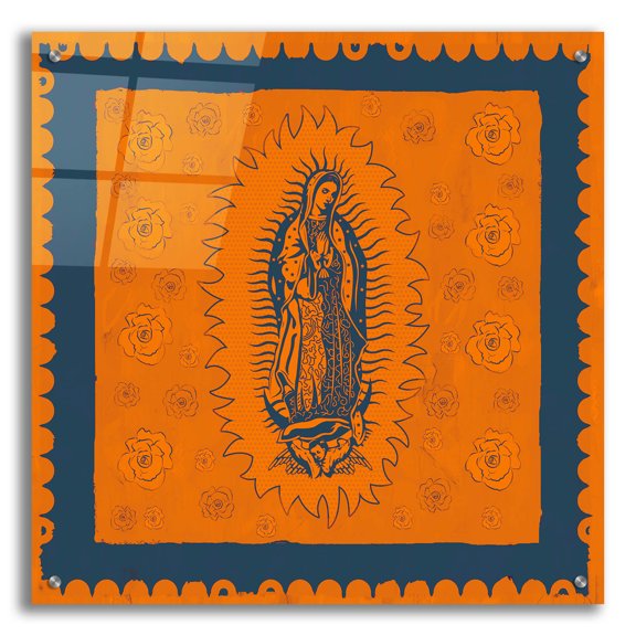 Epic Art 'Orange And Blue Mary' by Marta Wiley Acrylic Glass Wall Art, 24" x 24"