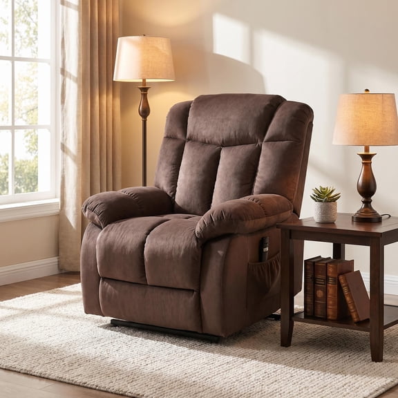 Power Lift Recliner Chair for Elderly- Heavy Duty and Safety Motion Reclining Mechanism-Fabric Sofa Living Room Chair