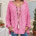 thumbnail image 2 of DHFJKG Women's Sweaters Hoodies Knit Jacquard Oversized Deep V Neck Loong Sleeve Hooded Pullover Sweater Solid Color Comfort Jumper Tops, 2 of 5