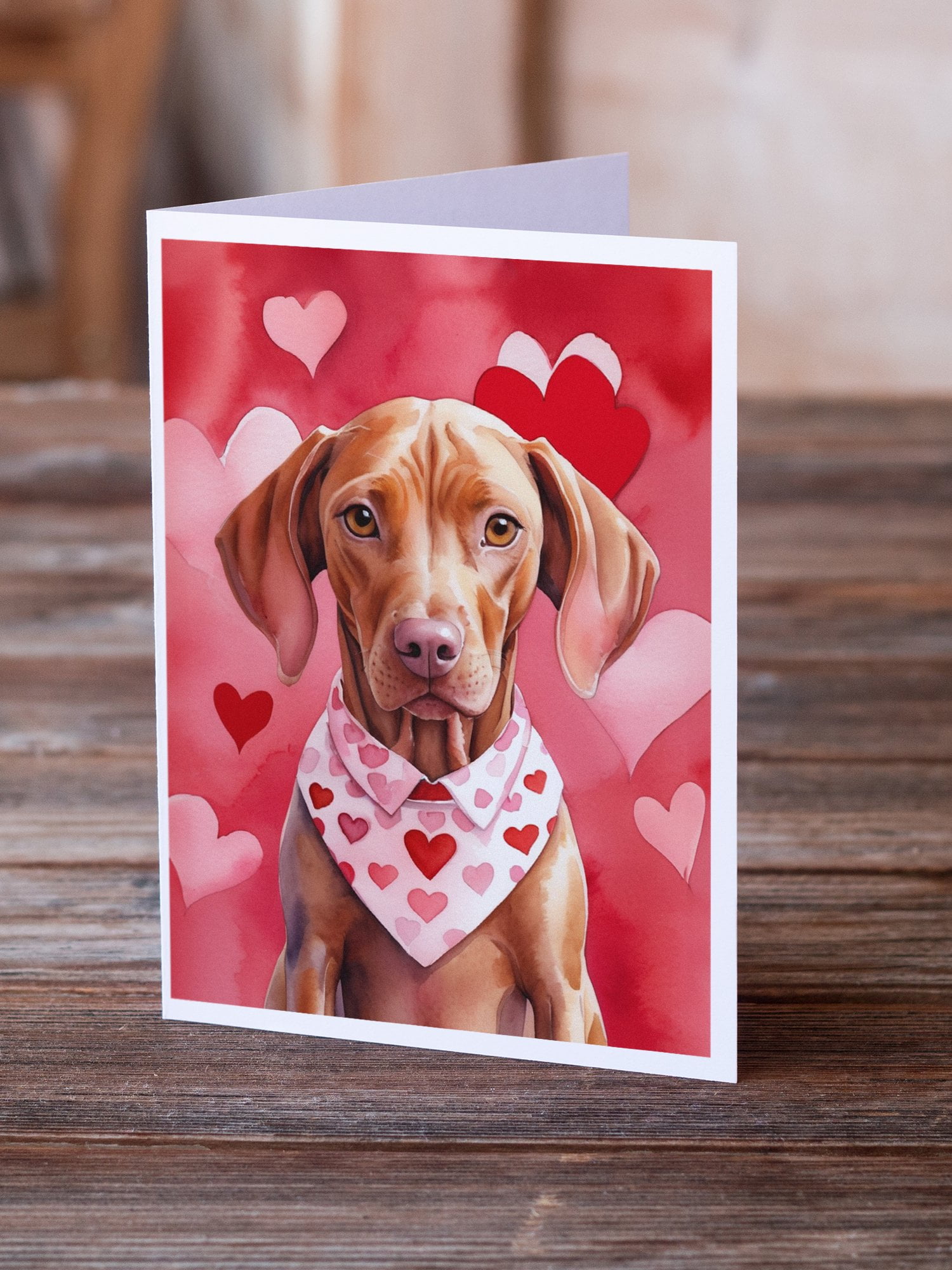 Vizsla My Valentine Greeting Cards Pack of 8 7 in x 5 in