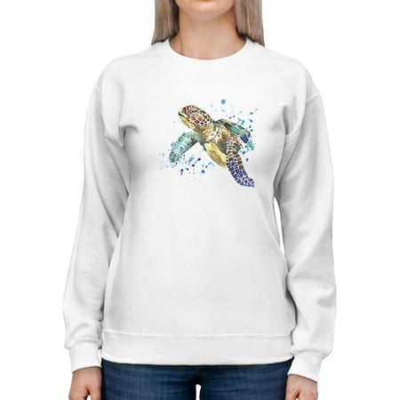 Watercolor Sea Turtle Splash Sweatshirt Women -Image by Shutterstock Female 5X-Large