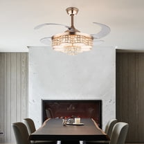 6-Speed 42in Dimmable Golden Fan Ceiling LED Light Chandelier Lamp w/Remote Control 45W for A Bedroom, Living Room, Kitchen