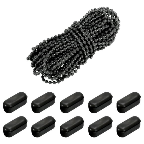 Cadena de cuentas de 10.94 yardas de Uxcell con 20 conectores para persianas de cuentas en negro