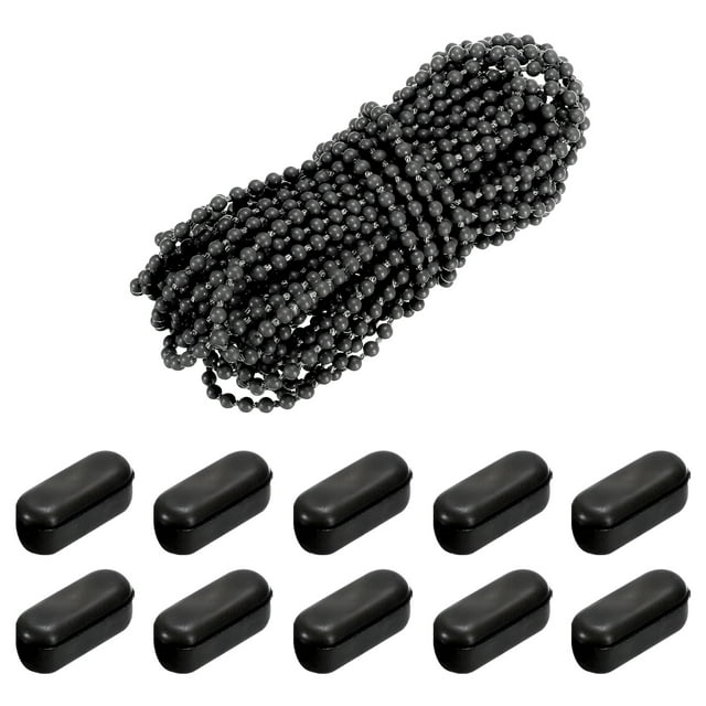 Cadena de cuentas de 10.94 yardas de Uxcell con 20 conectores para persianas de cuentas en negro